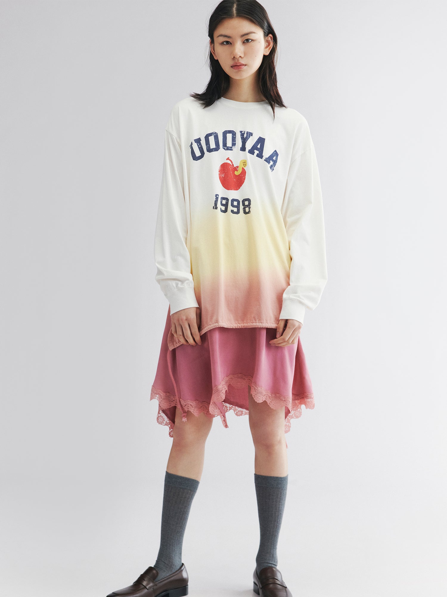 Dip-dye layered t-shirt dress