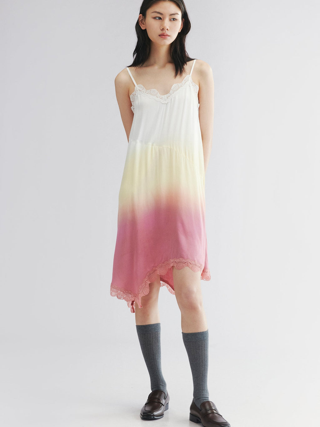Dip-dye layered t-shirt dress