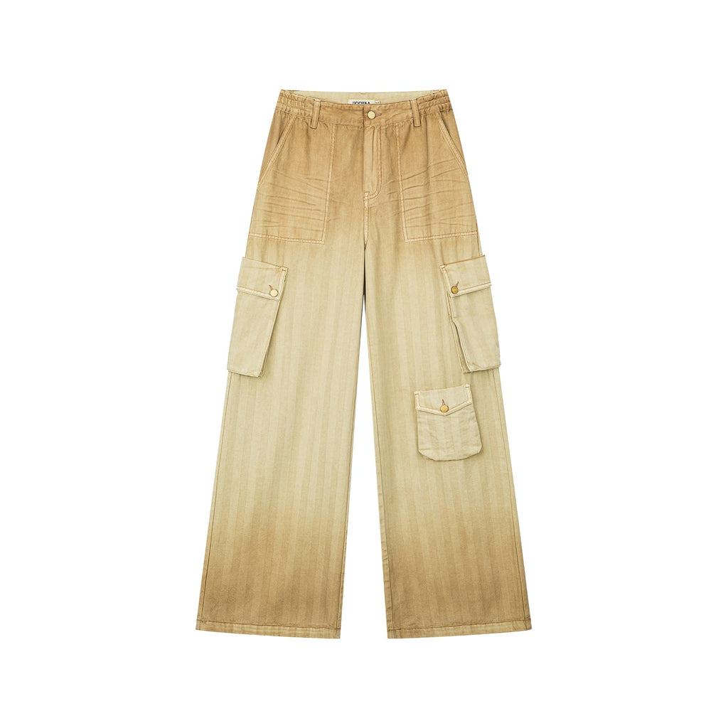 Gradient cargo pants with multiple pockets