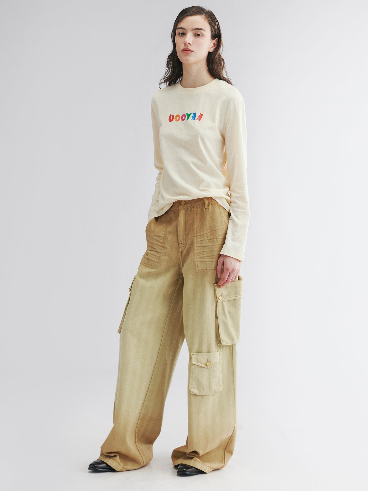 Gradient cargo pants with multiple pockets
