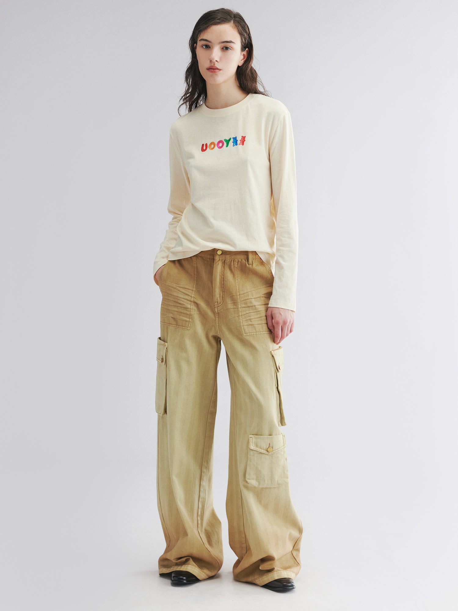 Gradient cargo pants with multiple pockets
