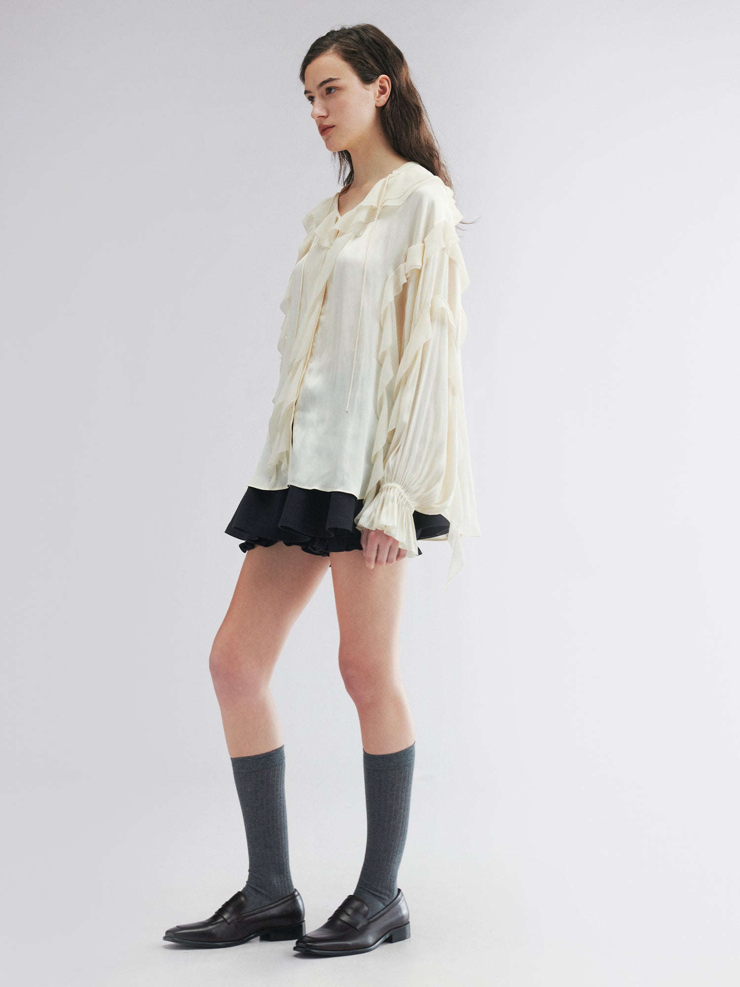 Ruffle detail chiffon shirt