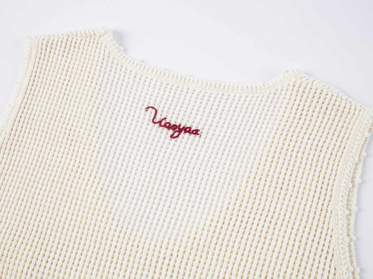 Knit vest with love and angel print