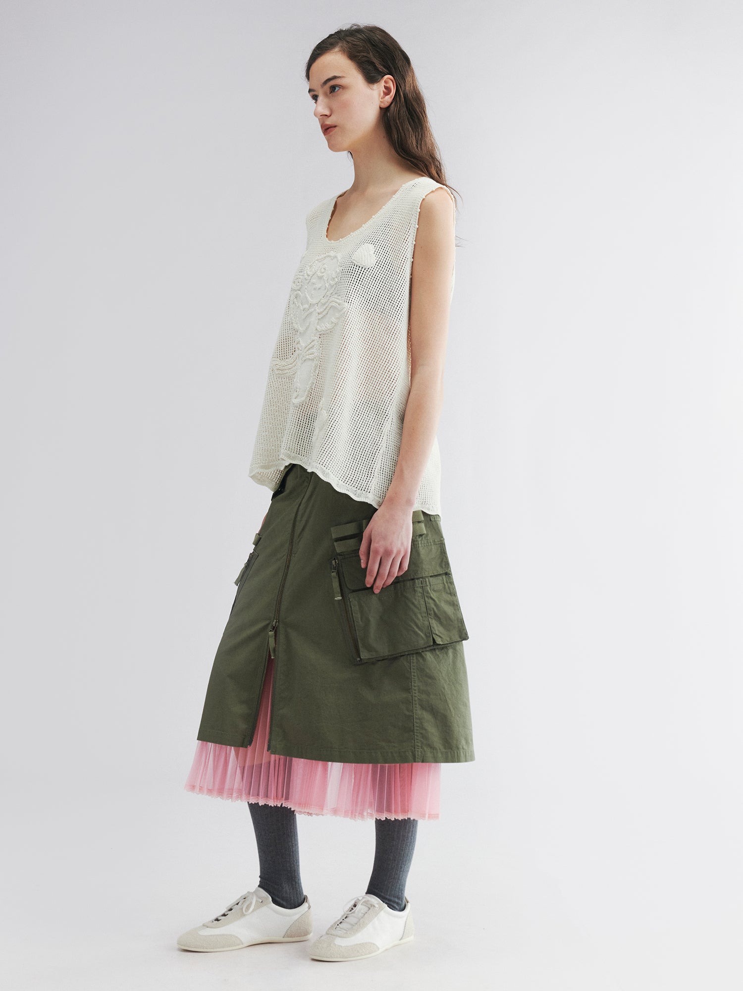 Knit vest with love and angel print