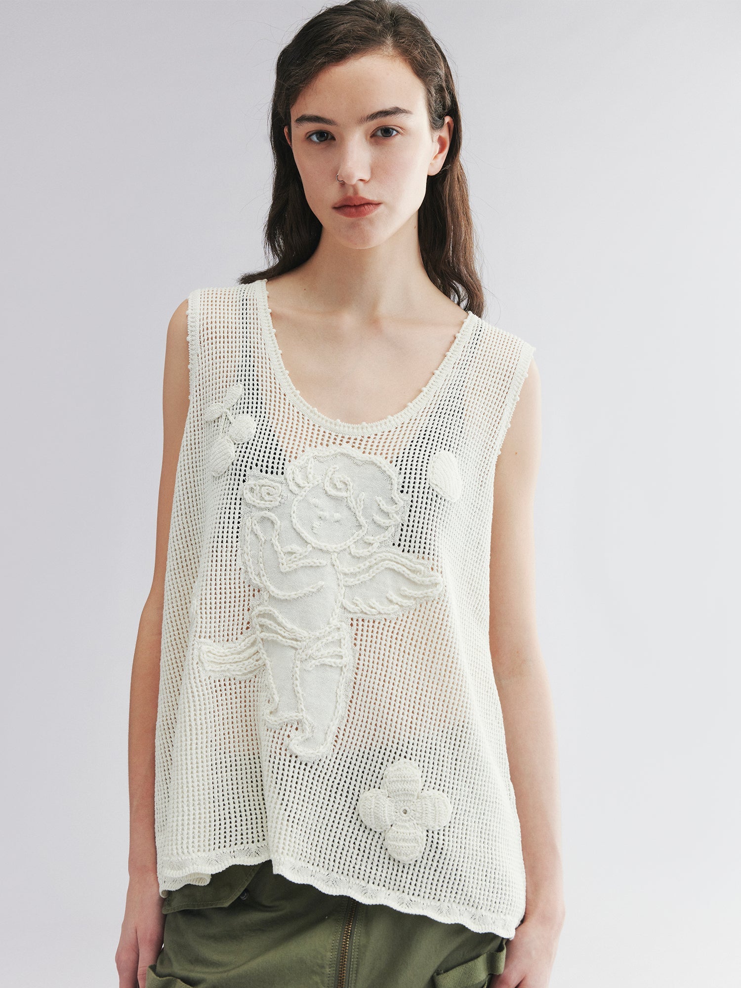 Knit vest with love and angel print