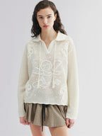 Pullover knit with love and angel print