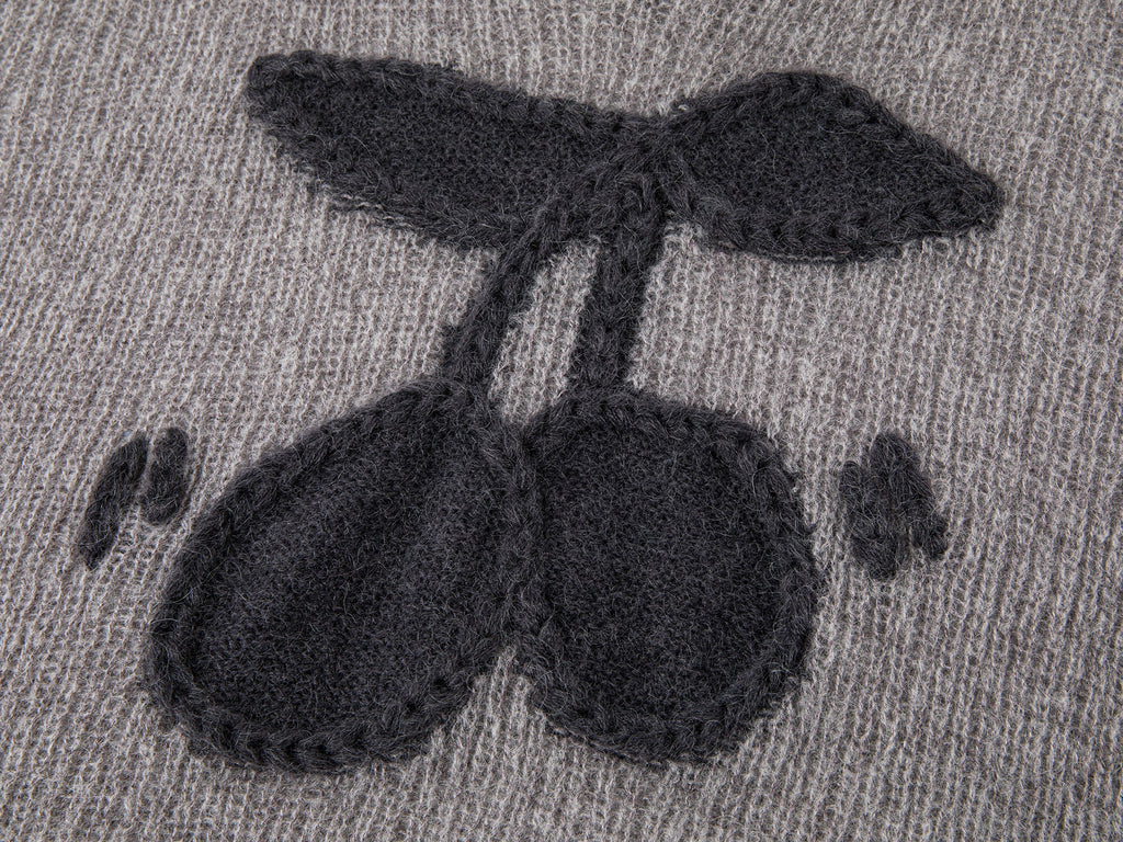Hooded pullover knit with cherry print