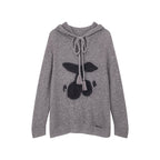 Hooded pullover knit with cherry print