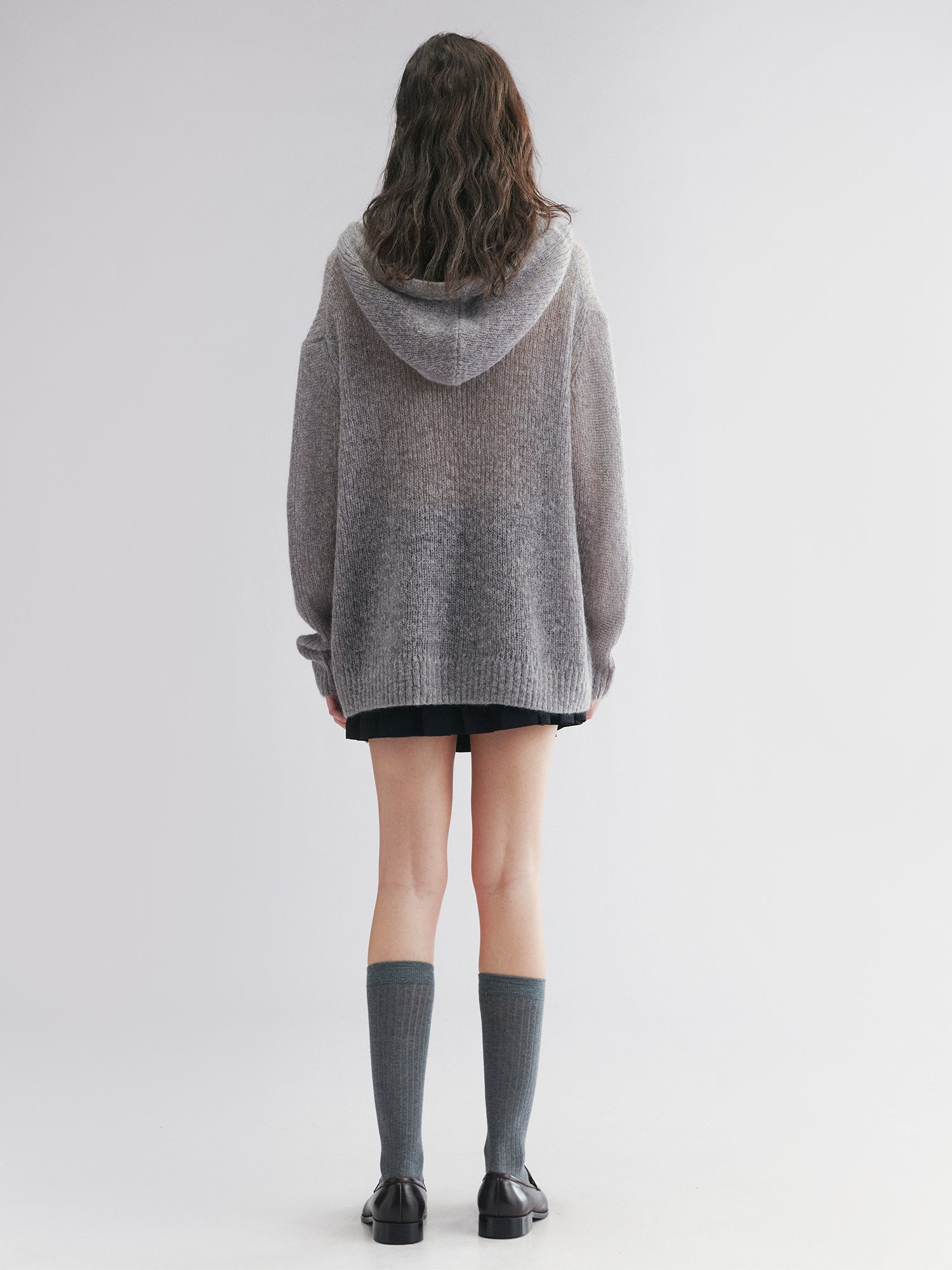 Hooded pullover knit with cherry print