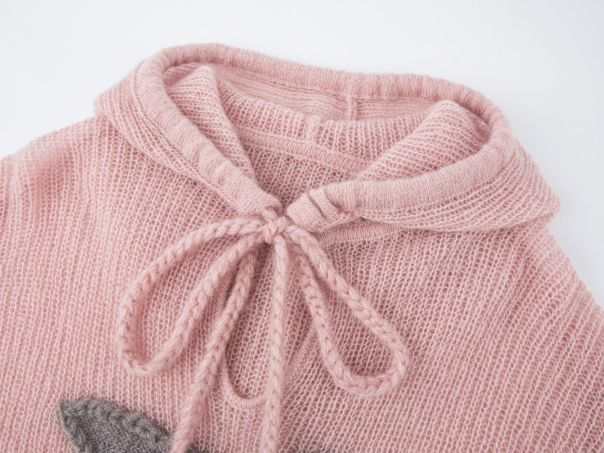 Hooded pullover knit with cherry print