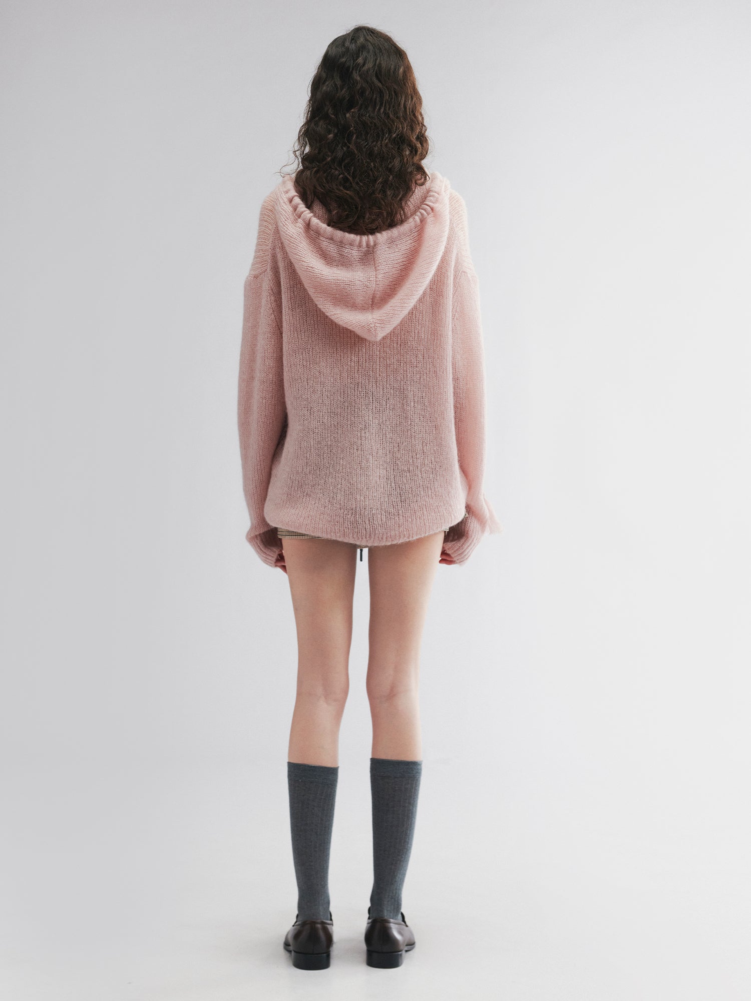 Hooded pullover knit with cherry print