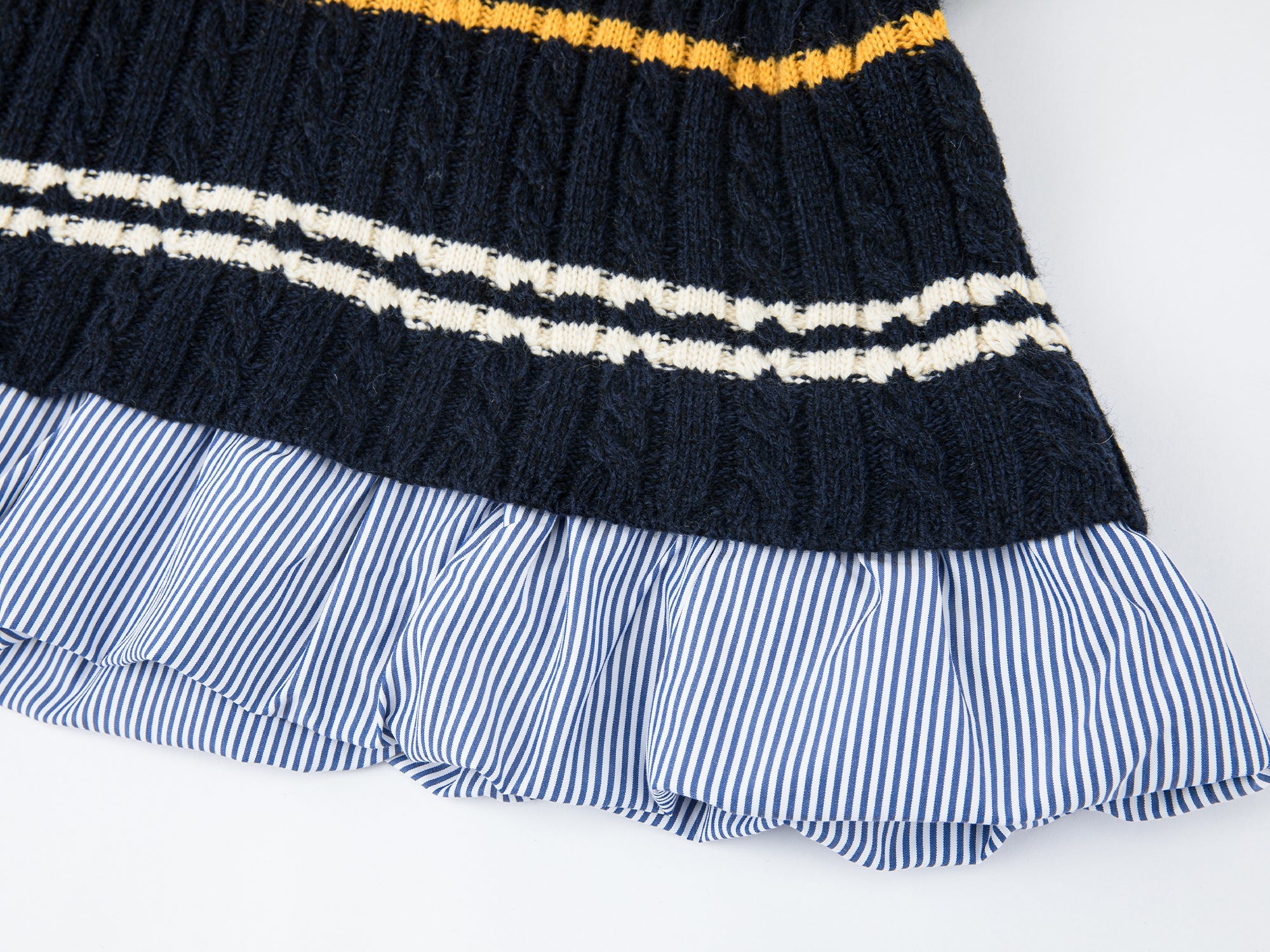 Pullover knit with layered polo and shirt collar design