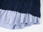 Pullover knit with layered shirt design