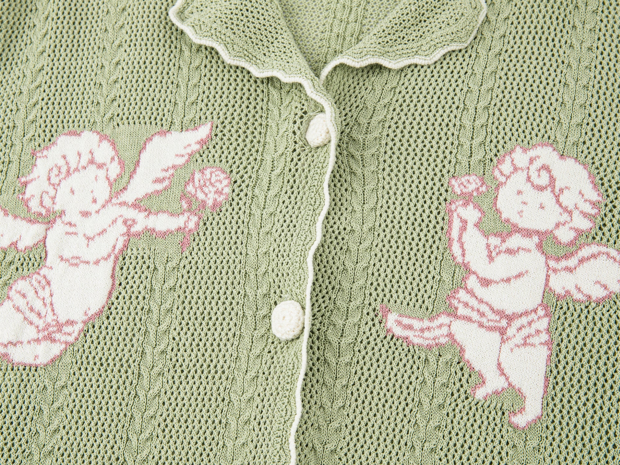 Knit cardigan with love and angel print