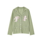 Knit cardigan with love and angel print