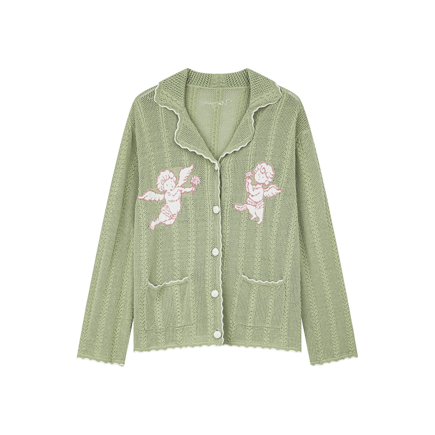 Knit cardigan with love and angel print