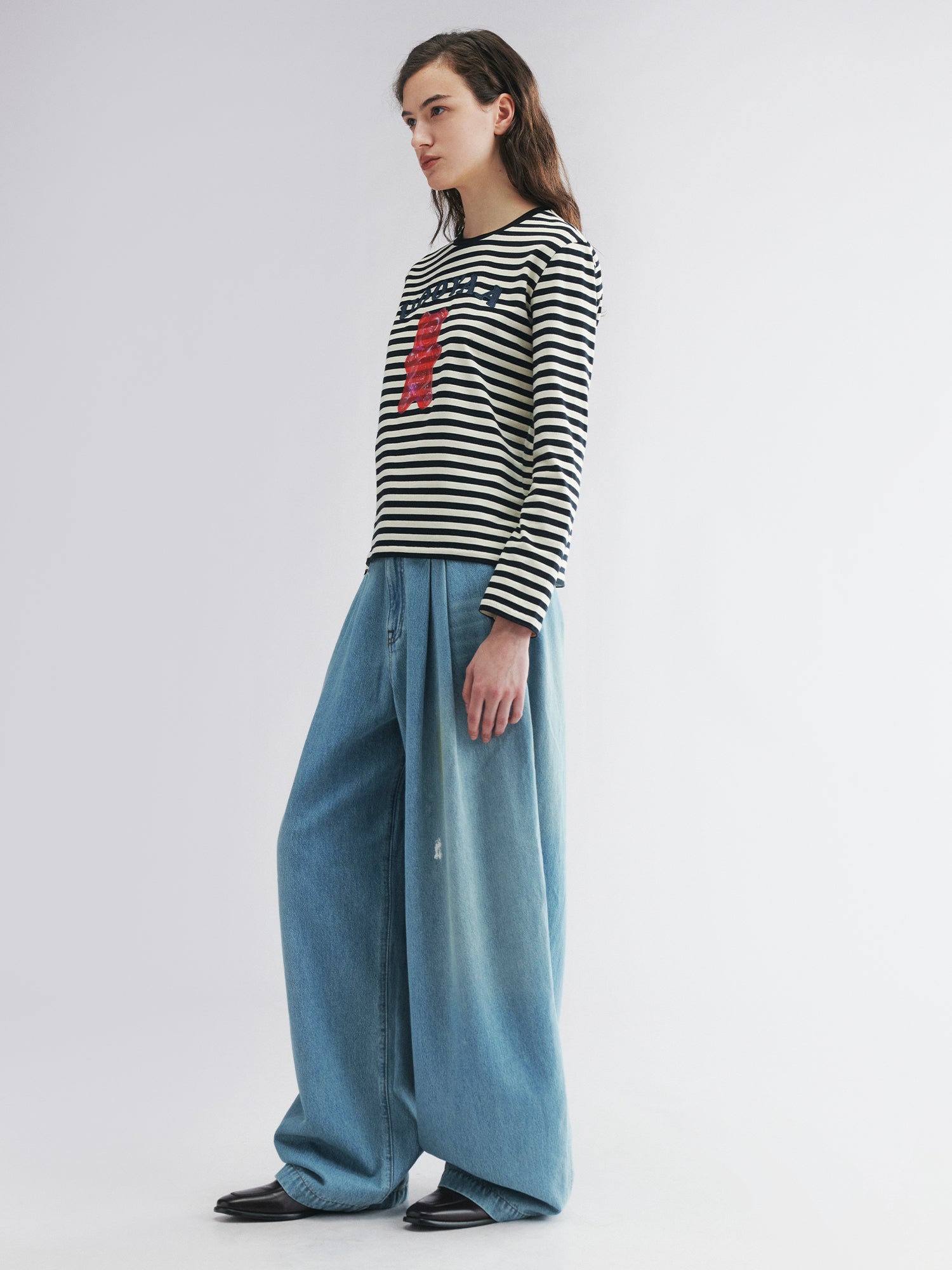 Striped long sleeve tee with gummy bear motif