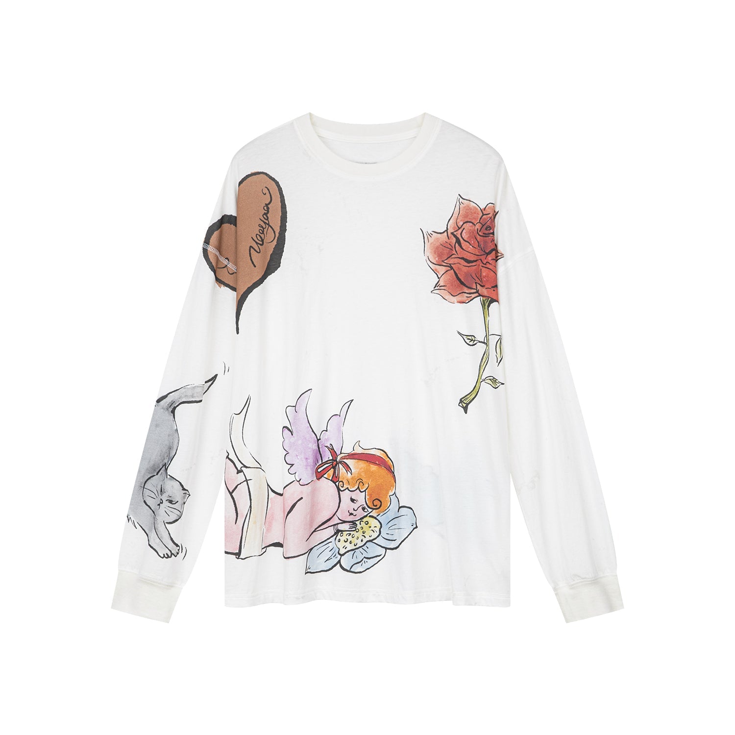 Long sleeve tee with love and angel print