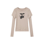 Layered tee with cherry print