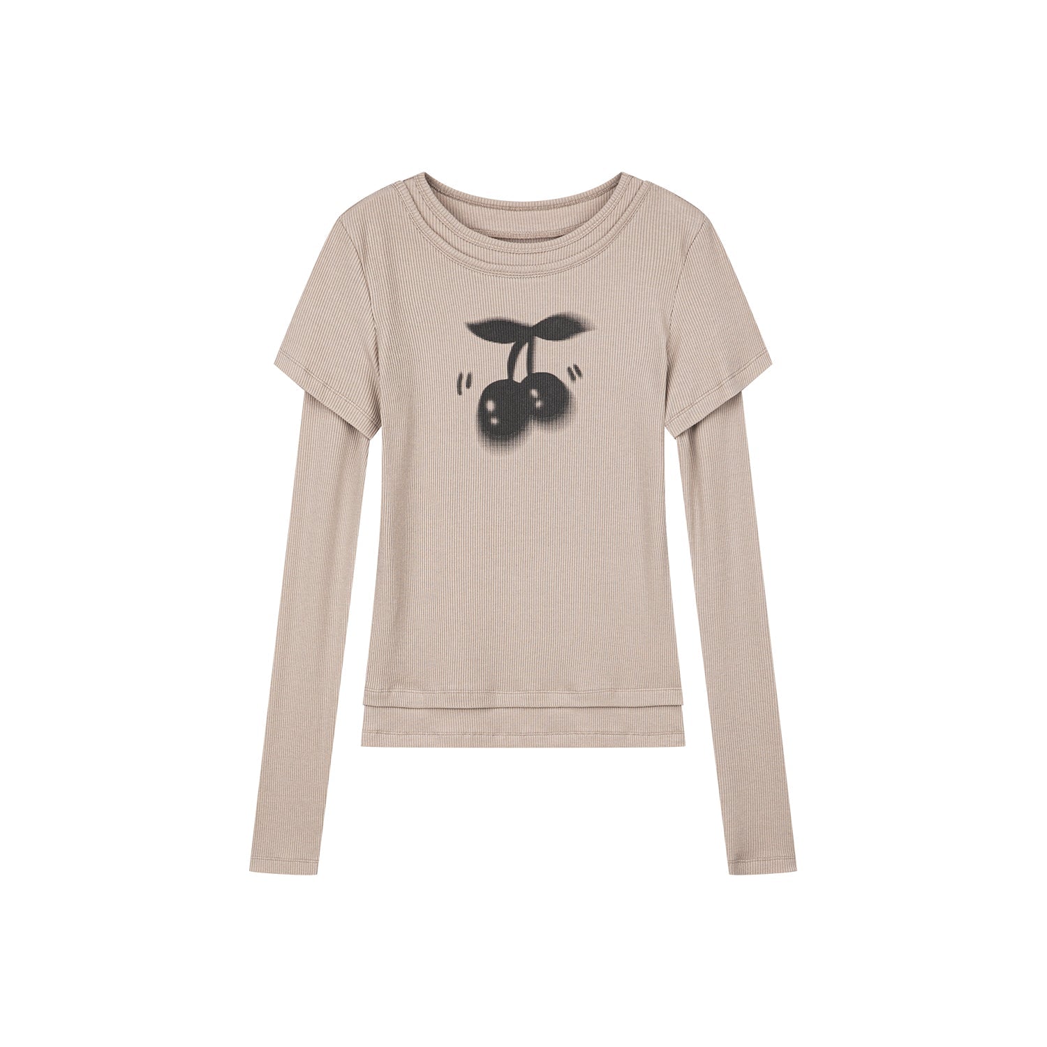 Layered tee with cherry print