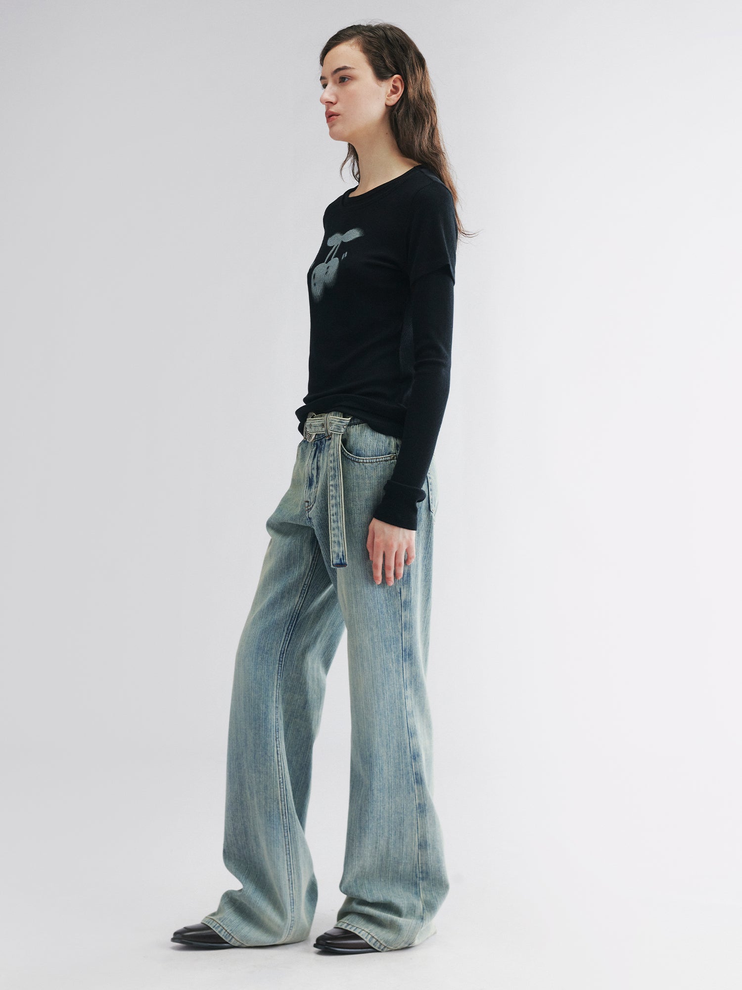 Layered tee with cherry print