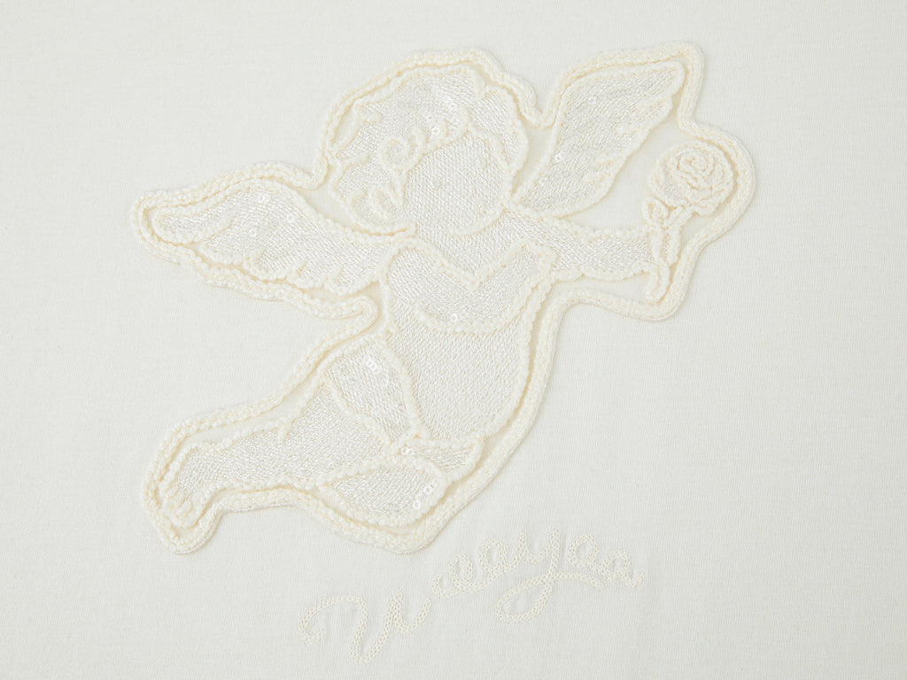 Layered tee dress with love and angel print