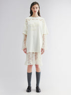 Layered tee dress with love and angel print