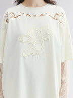 Layered tee dress with love and angel print