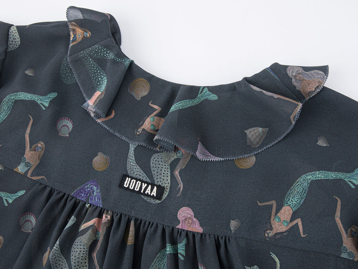 Mermaid ruffle collar shirt