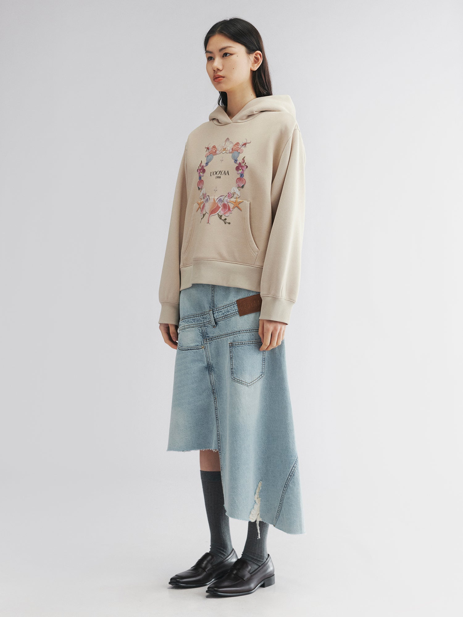 Shell floral print hoodie