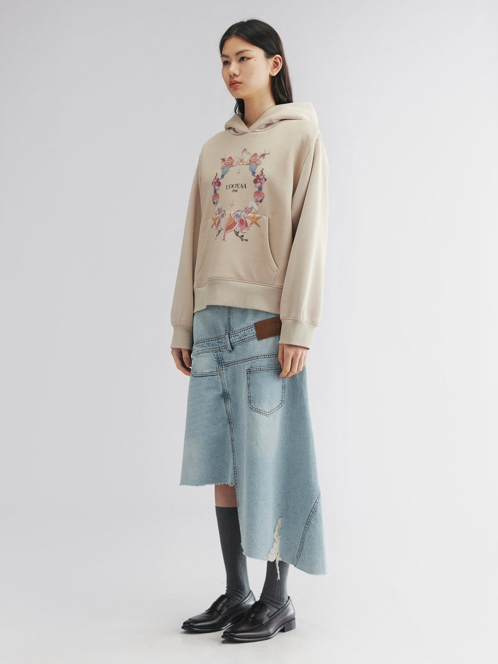 Shell floral print hoodie