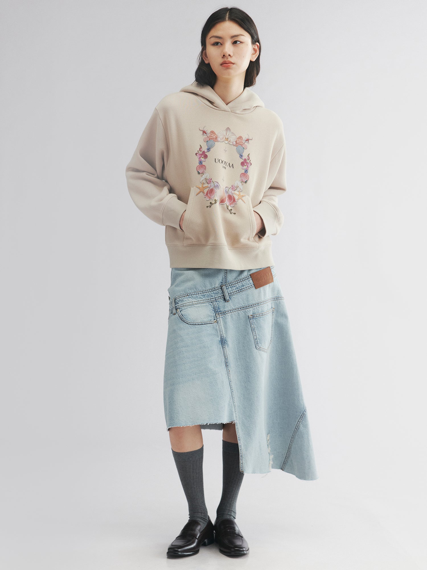 Shell floral print hoodie