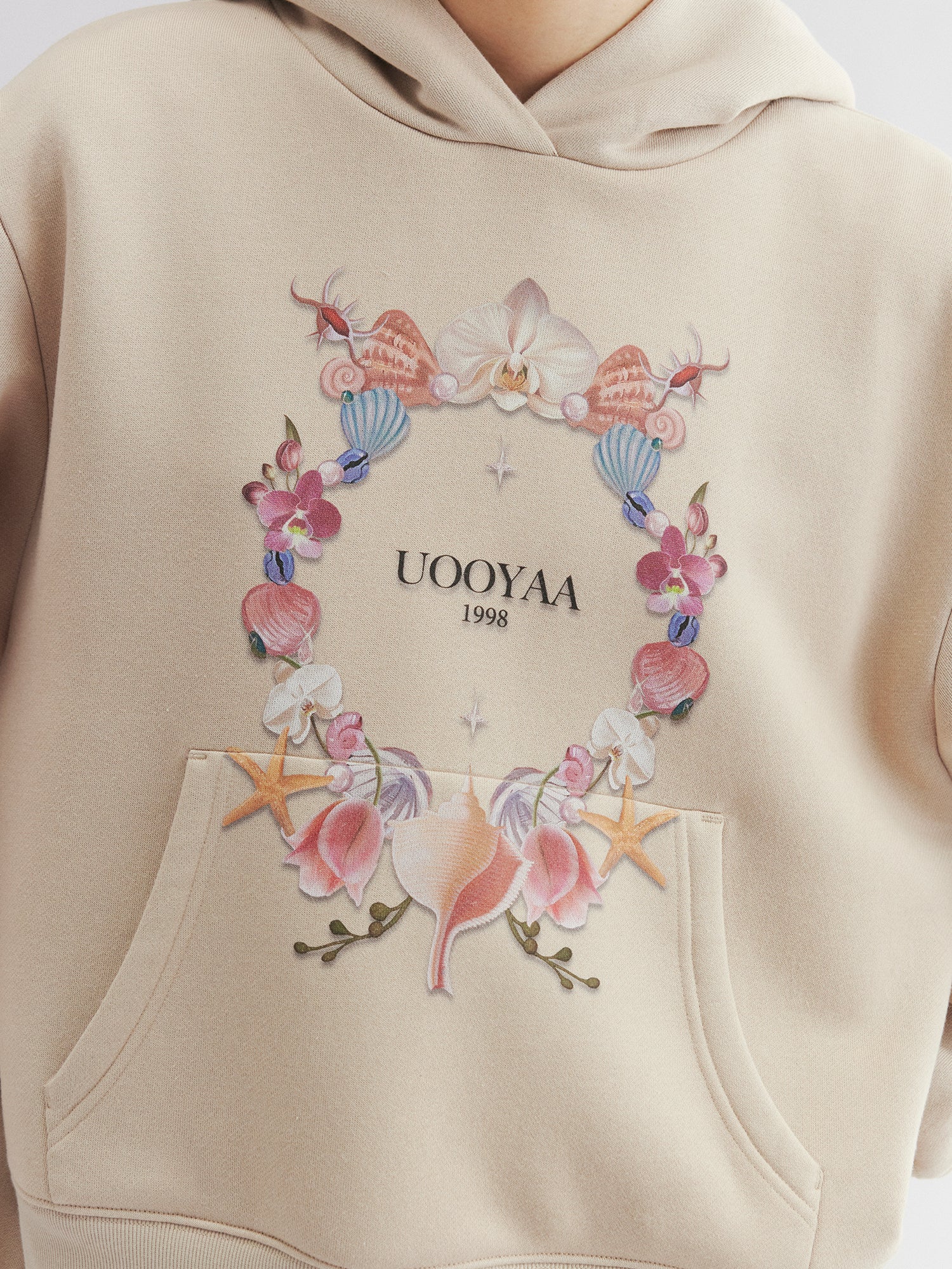 Shell floral print hoodie