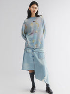 Mermaid print pullover sweater