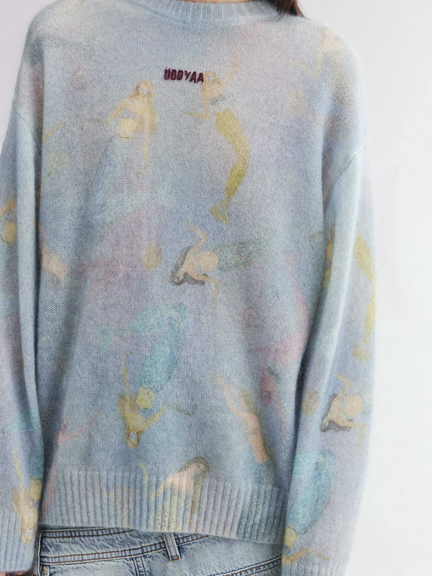 Mermaid print pullover sweater