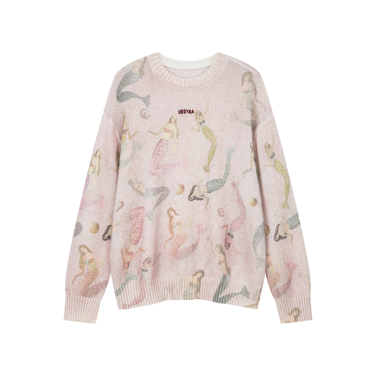 Mermaid print pullover sweater