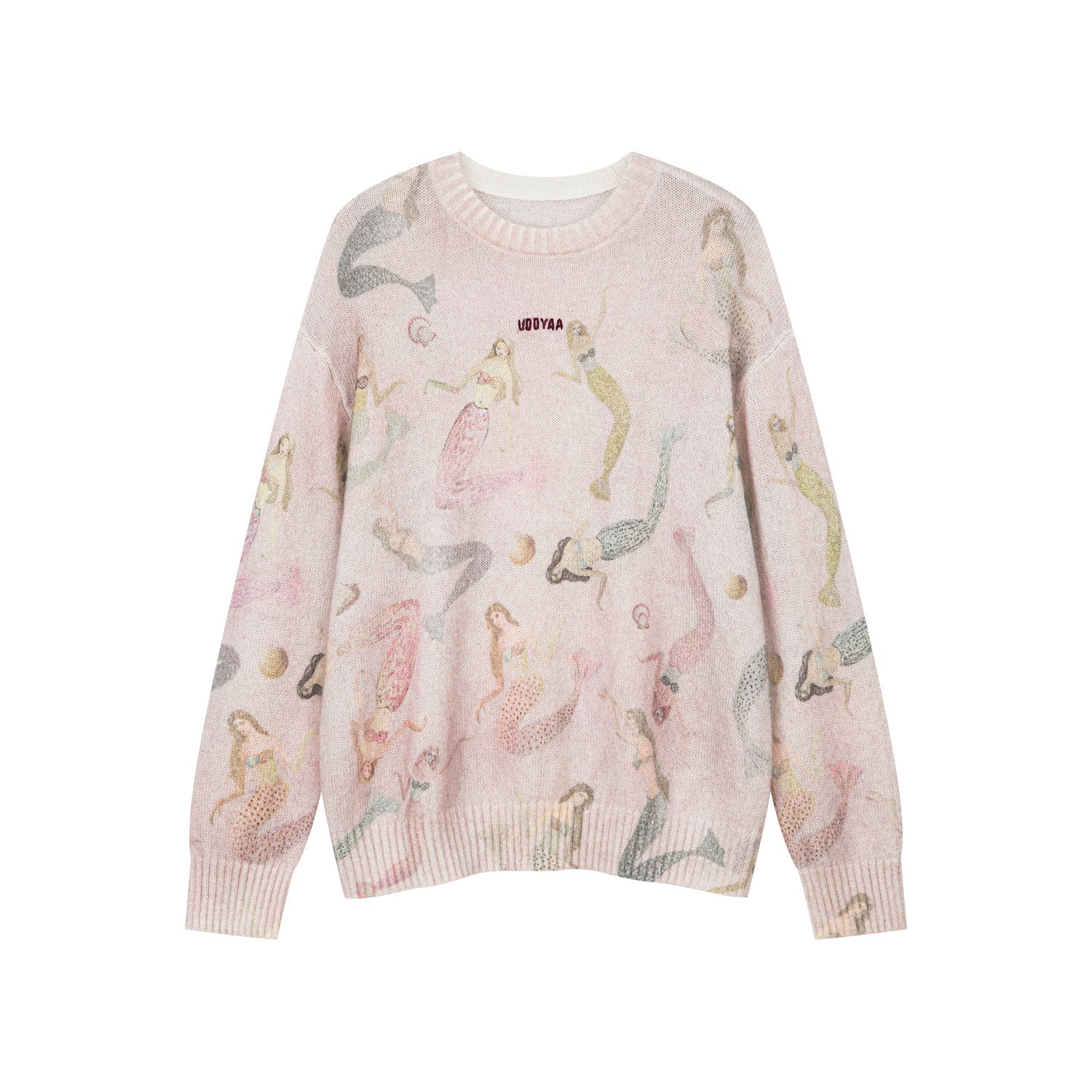Mermaid print pullover sweater