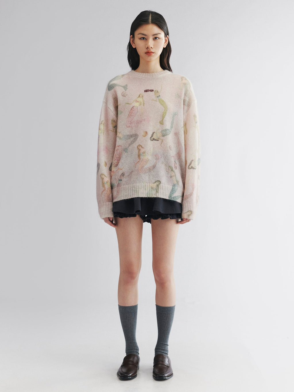 Mermaid print pullover sweater
