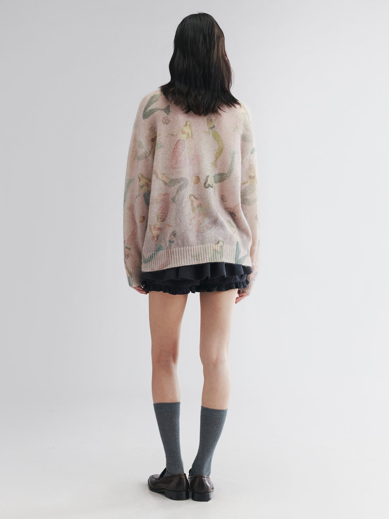 Mermaid print pullover sweater