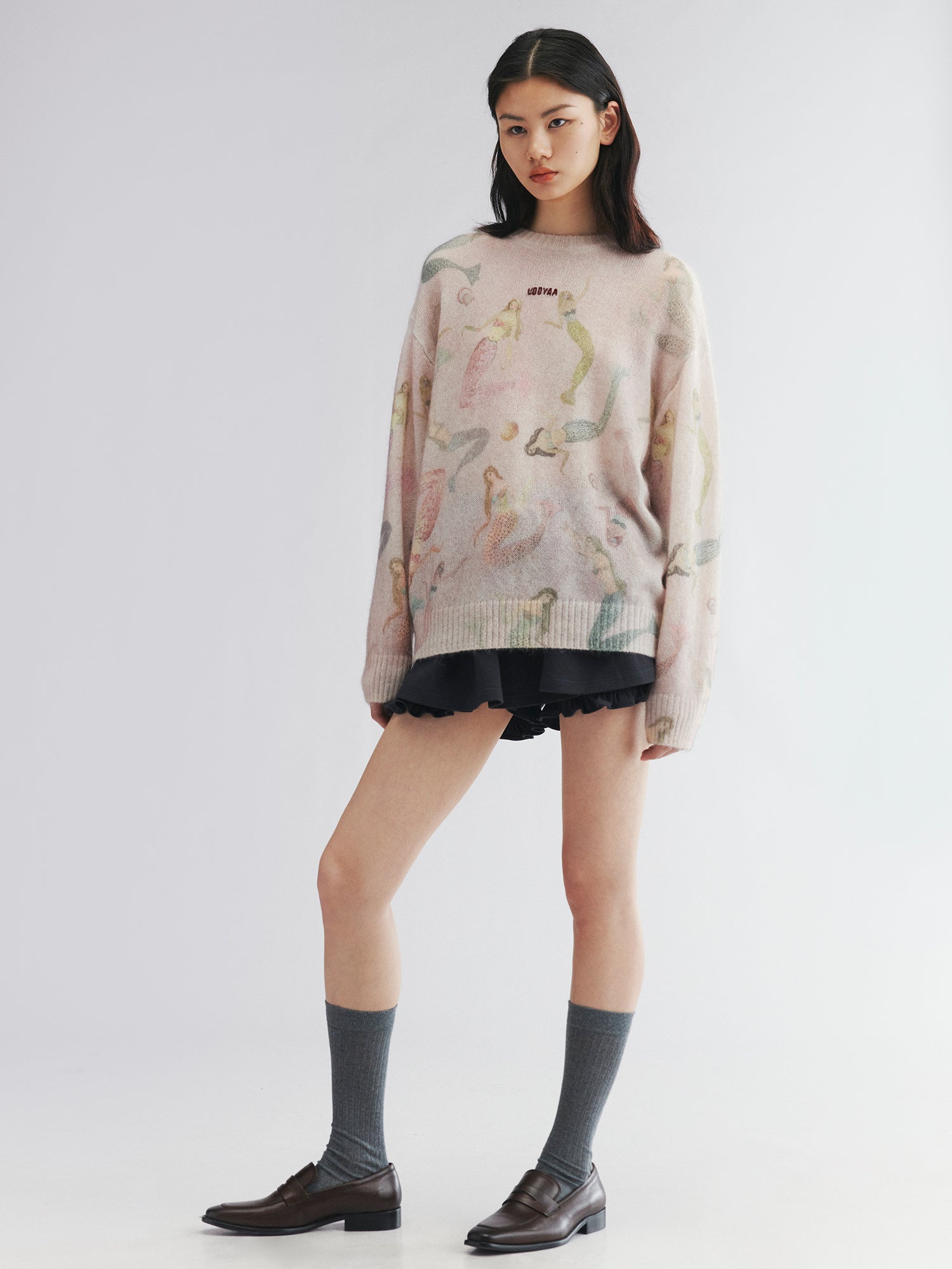 Mermaid print pullover sweater