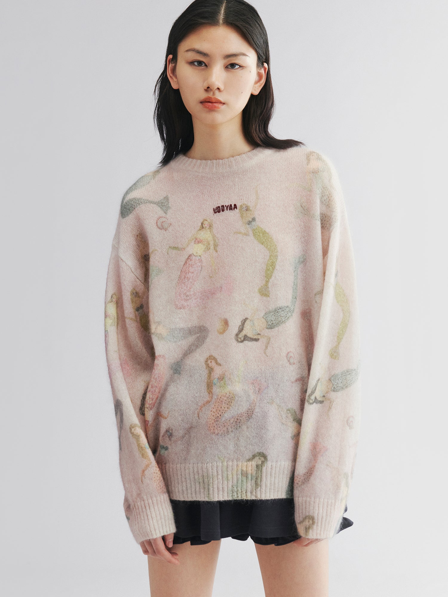Mermaid print pullover sweater