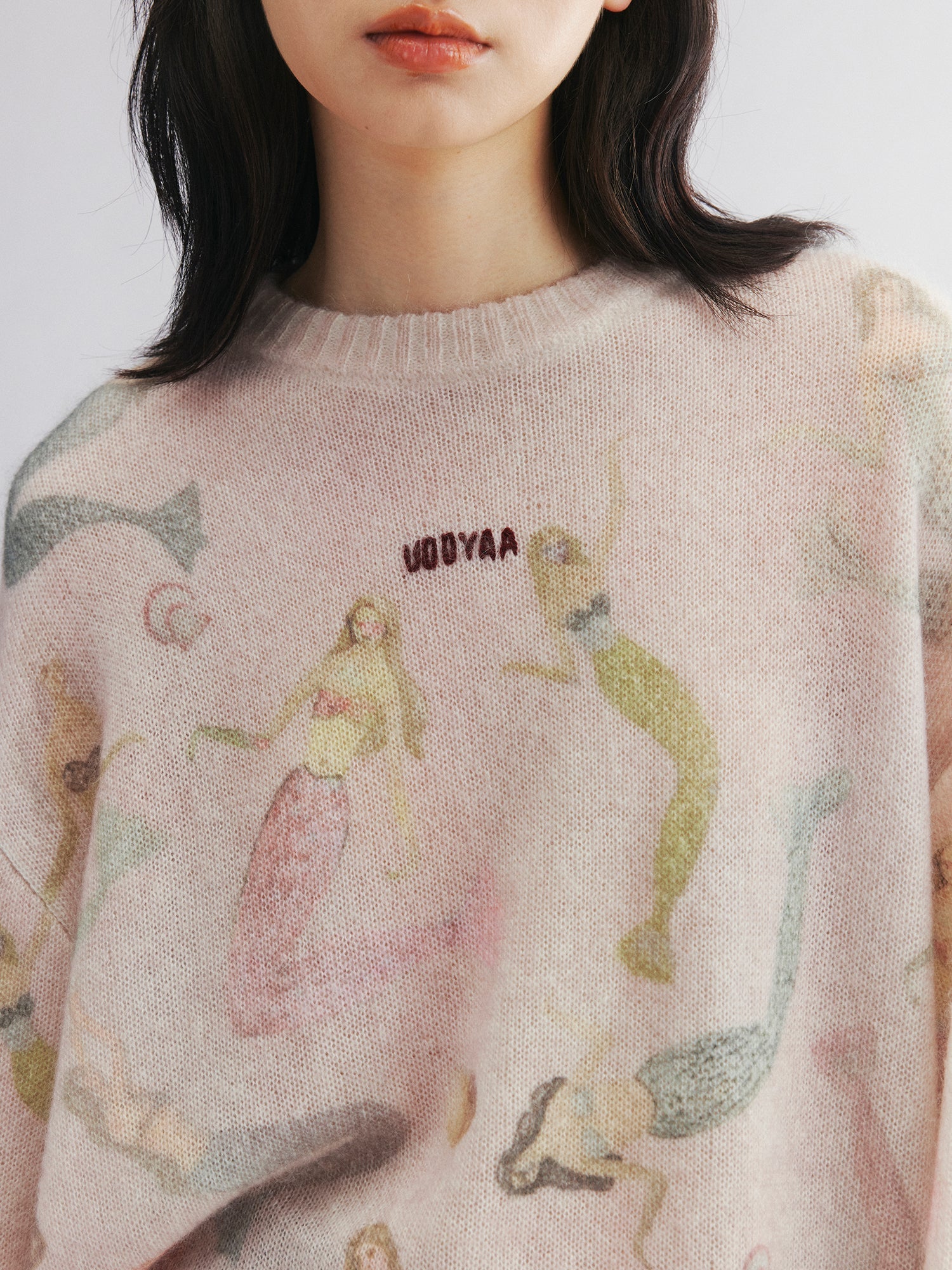 Mermaid print pullover sweater