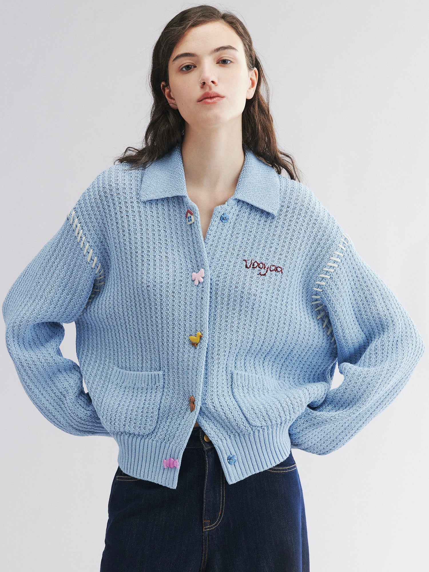 Vintage knit cardigan with novelty buttons