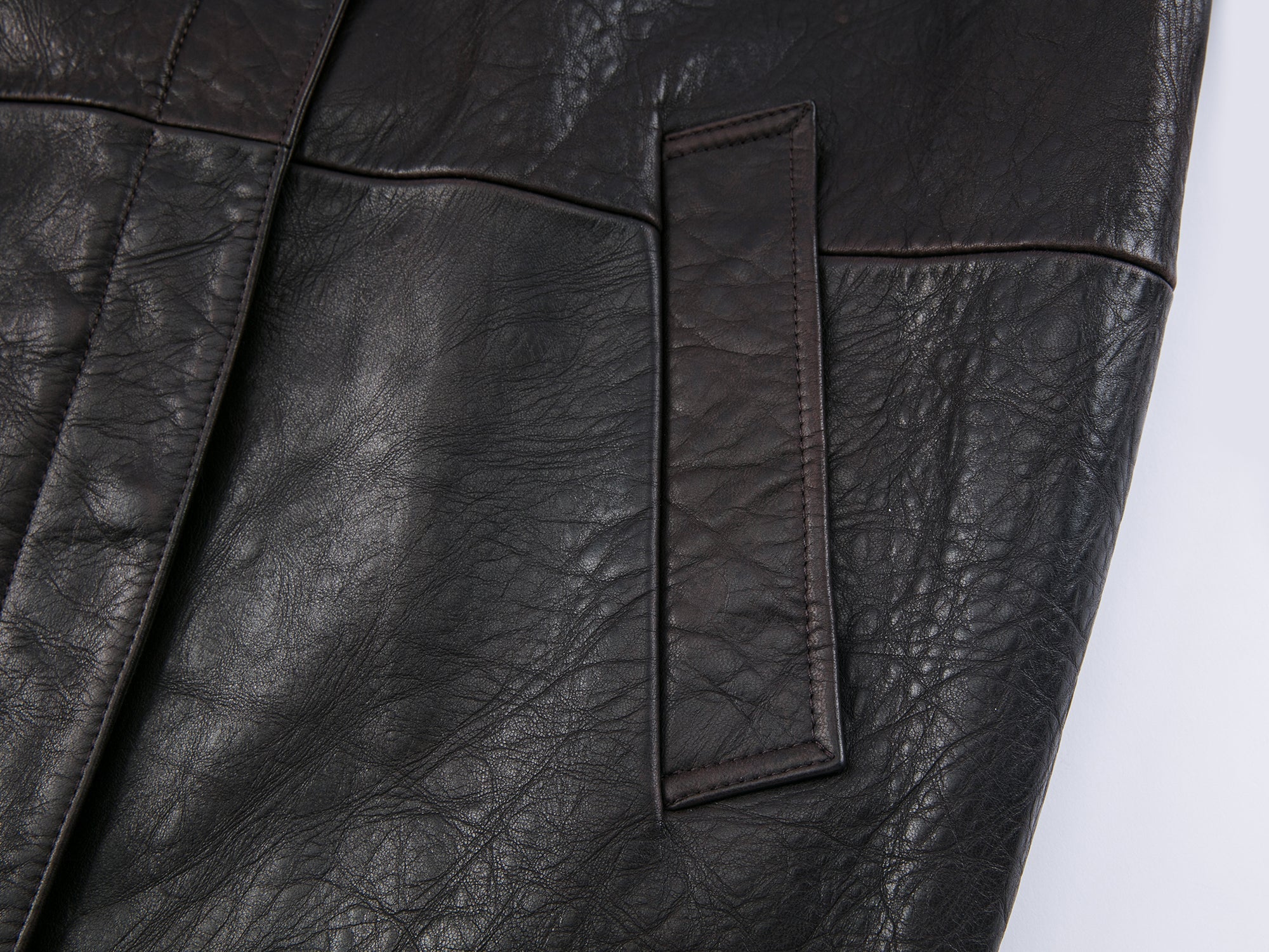 Vintage-inspired cocoon leather coat
