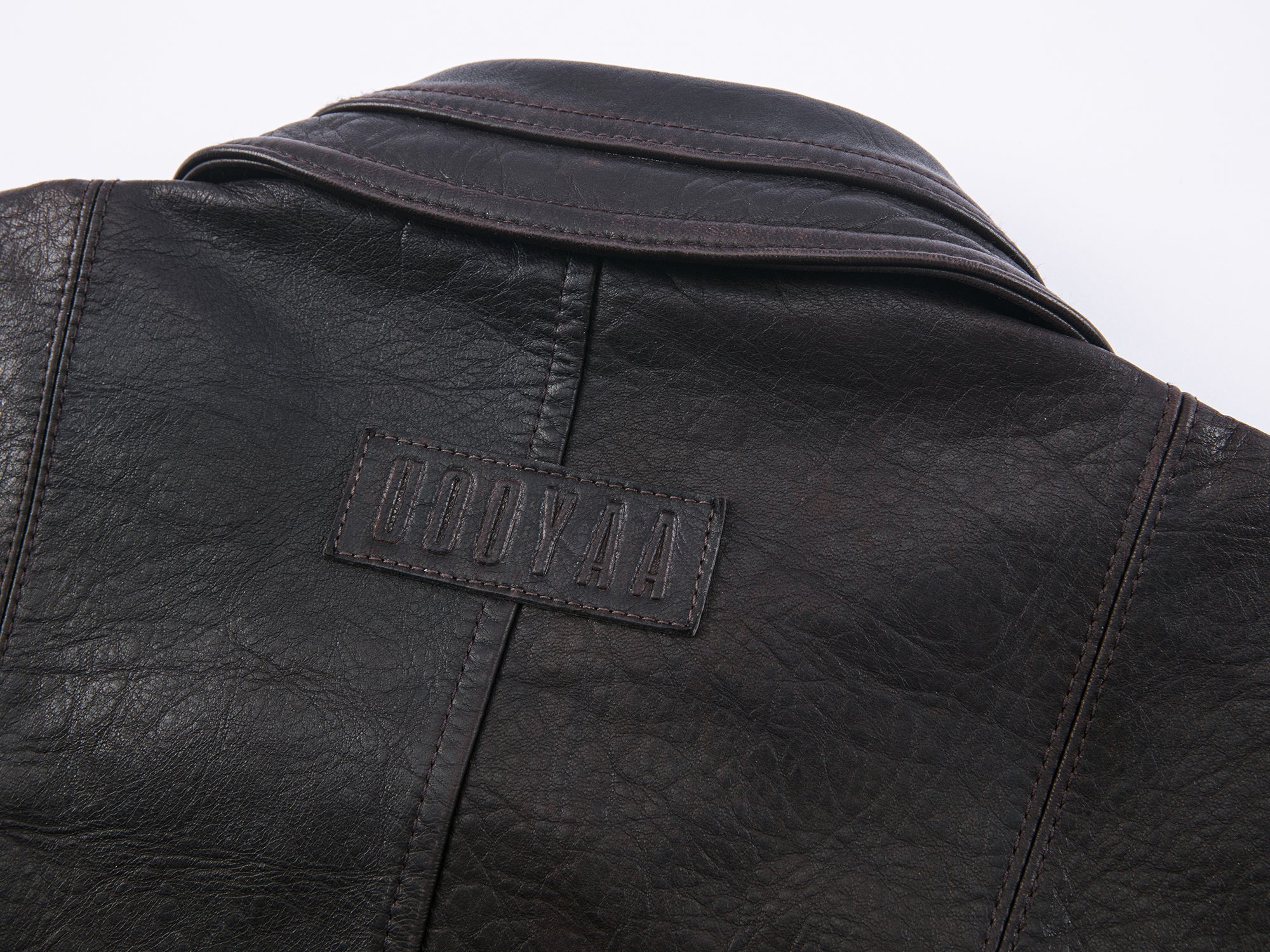 Vintage-inspired cocoon leather coat