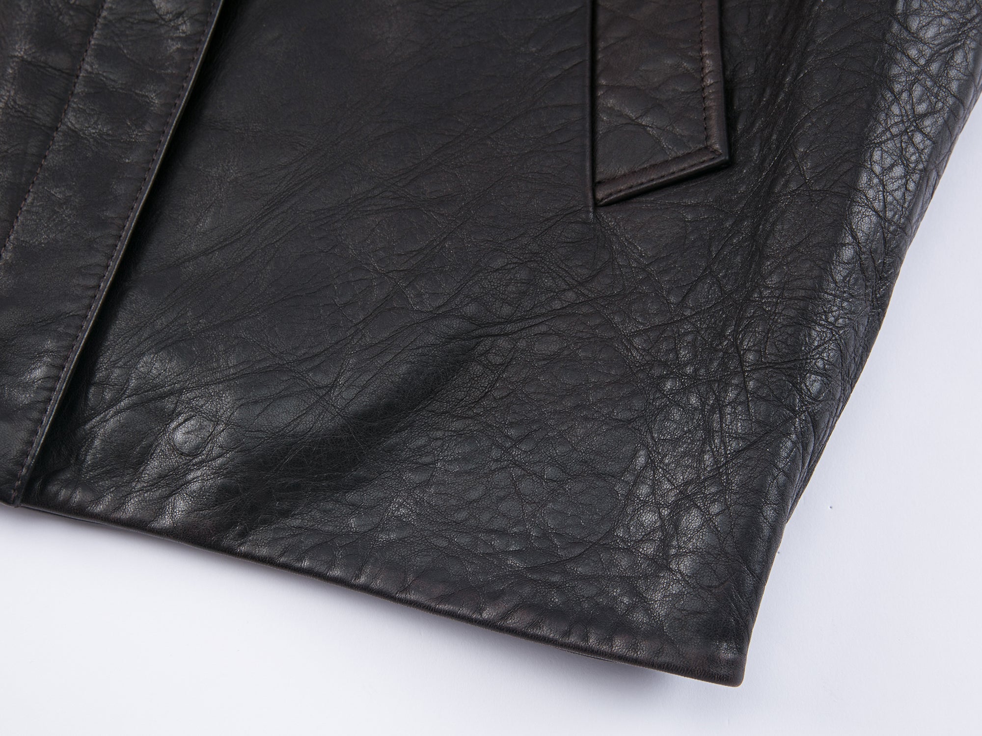 Vintage-inspired cocoon leather coat