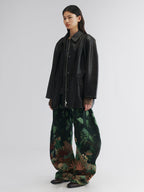 Vintage-inspired cocoon leather coat