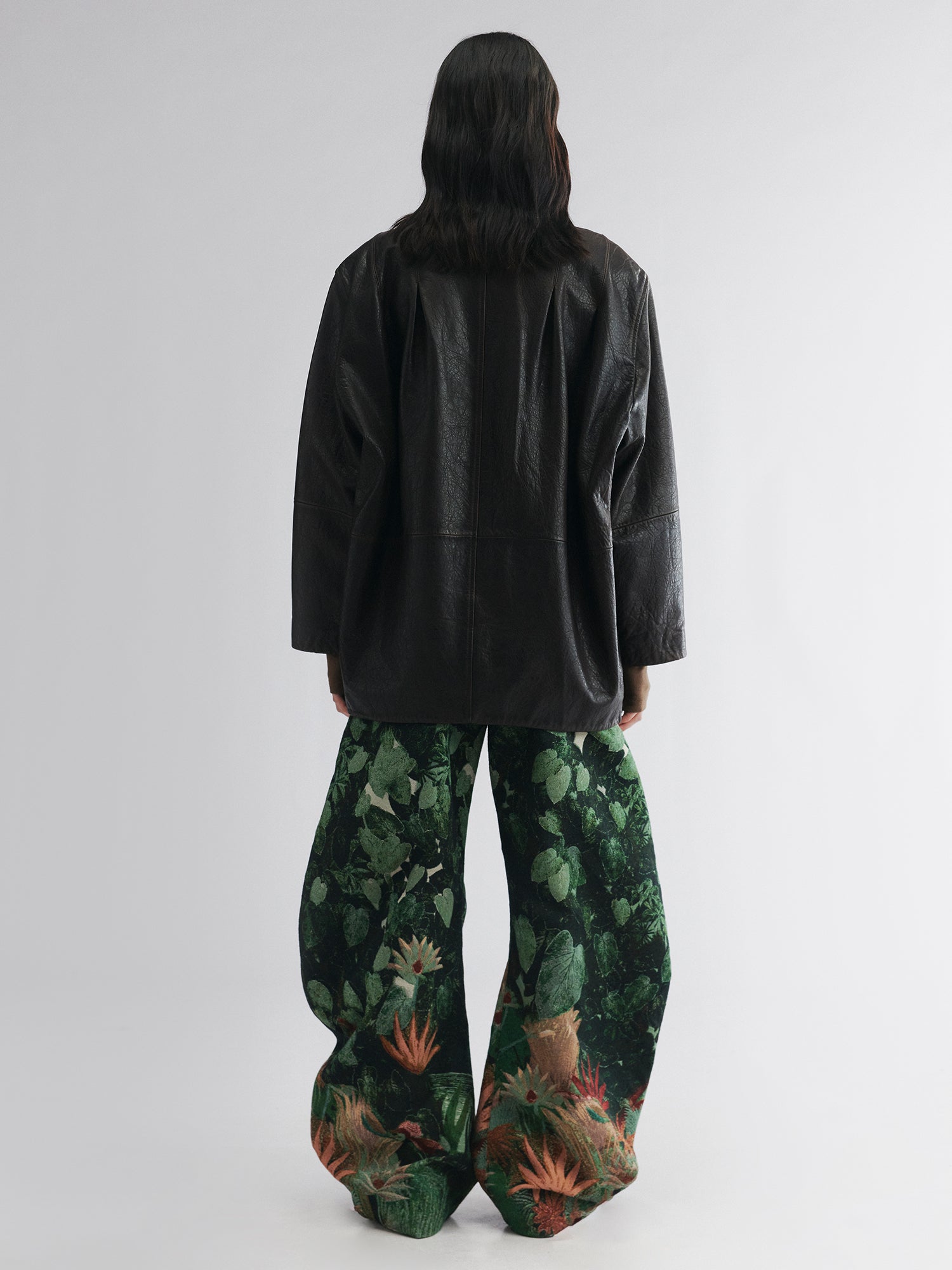 Vintage-inspired cocoon leather coat