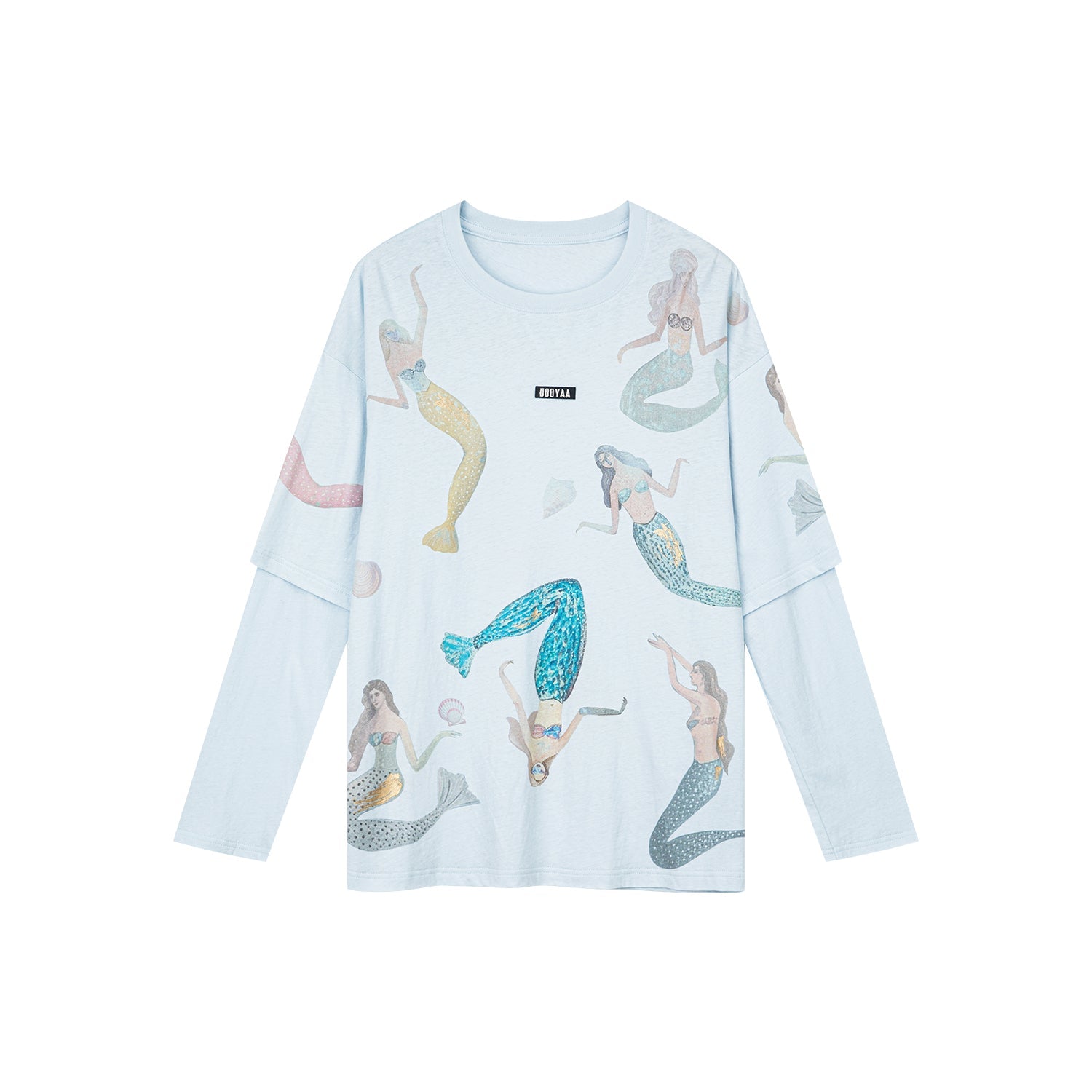 Mermaid print layered t-shirt