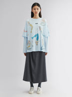 Mermaid print layered t-shirt